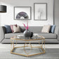 Glass & Marble Hexagon Coffee Table Modern Style Frame Cocktail Table