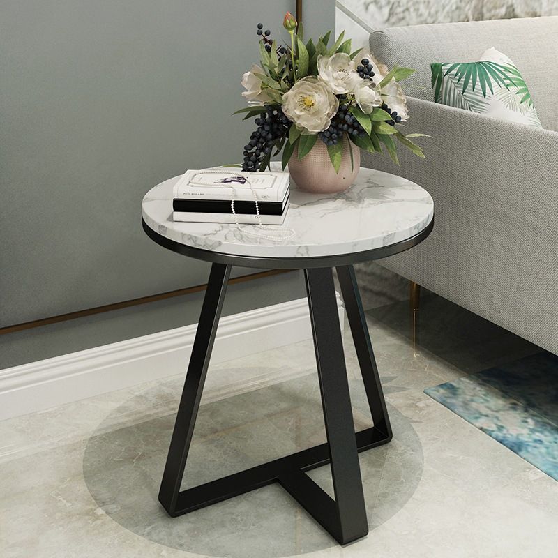 Runder Marmor Endtisch Set Glam Dia 19.7-in Sofa Seitenakzentisch