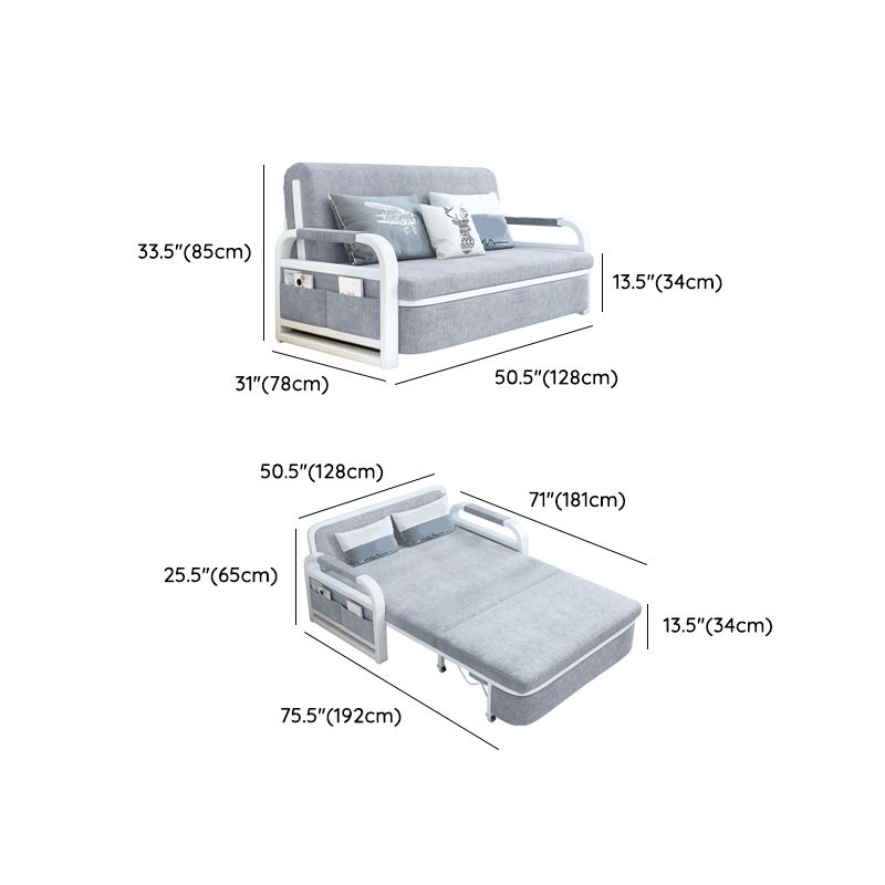 Foldable Linen Sleeper Sofa with Storage 30.7" Wide Gray Contemporary Clearhalo 'furn' 'furn_futons' 'Furniture' 'Futons & Daybeds' 'Futons' 'Living Room Furniture' 1200x1200_b6e62f39-8e51-4f54-8a5c-b4d778a4727f