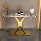 12 Inch Wide Glam Accent Table Half Moon Metal Console Table for Hall