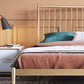 Glam Golden Finish Metallic Bed Wire-Grid Iron Bed Frame with Headboard