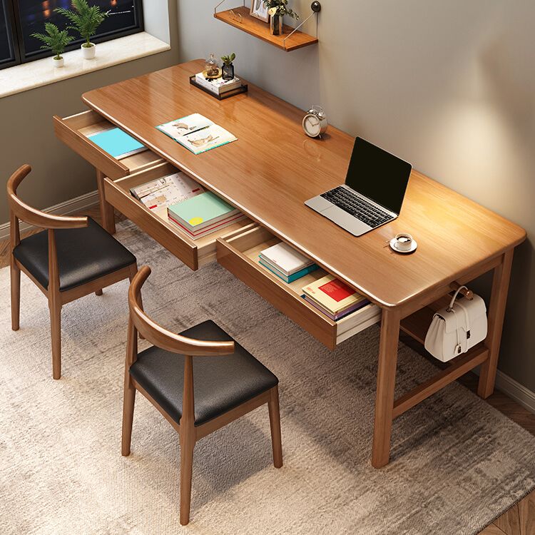 Bureau de bureau en bois moderne 1 Shelf Rectangle Writing Desk avec base en H pour la maison