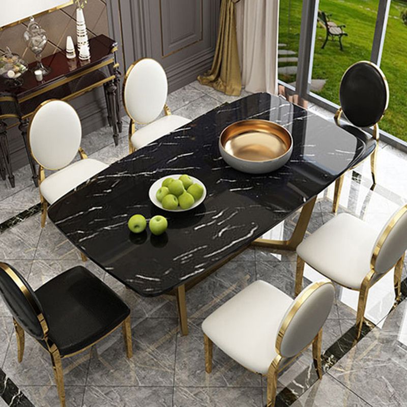 Metal Traditional Luxury Rectangular Table Sintered Stone Indoor Table with Trestle Clearhalo ' dining_table' 'Dining Tables & Seating' 'Dining Tables' 'furn' 'furn_dining_table' 'Furniture' 'furniture_dining_table' 'Kitchen & Dining Furniture' 'kitchen&dining_furn' 'kitchen' 'kitchen_dining_table' 1200x1200_b6ecba84-af4c-448b-b697-a7c3ca37c2e9