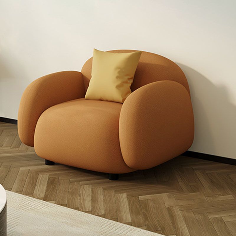 Leather/Wool Modern Curved Sofa 29.52" High Round Arm Seating