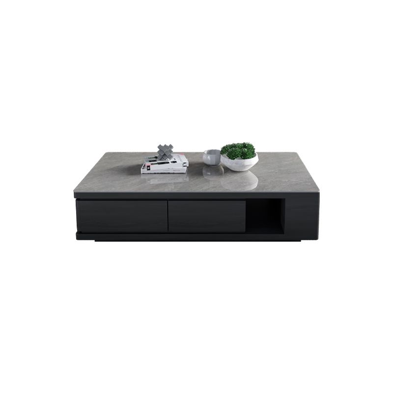 Modern Rectangle Coffee Table Set Espresso Wood Coffee Table with Drawers