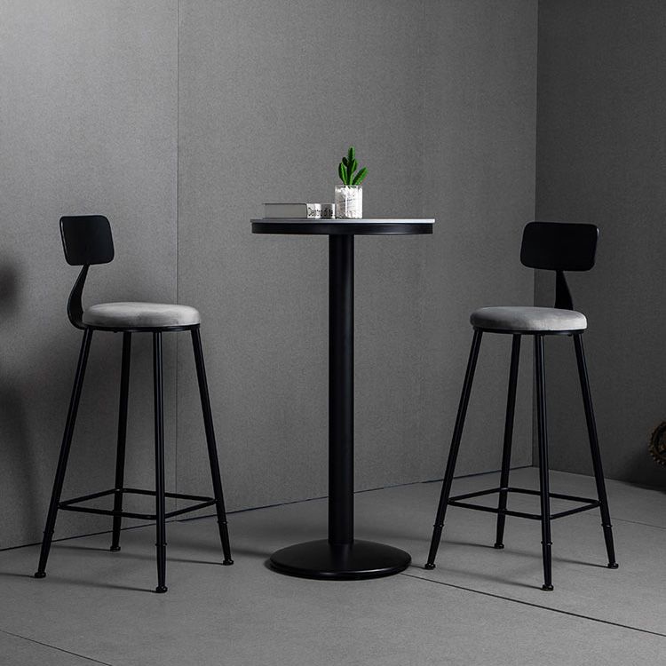 1/3 piezas de mesa de barra de hierro industrial Juego de bistro redondo con tapa de piedra gris