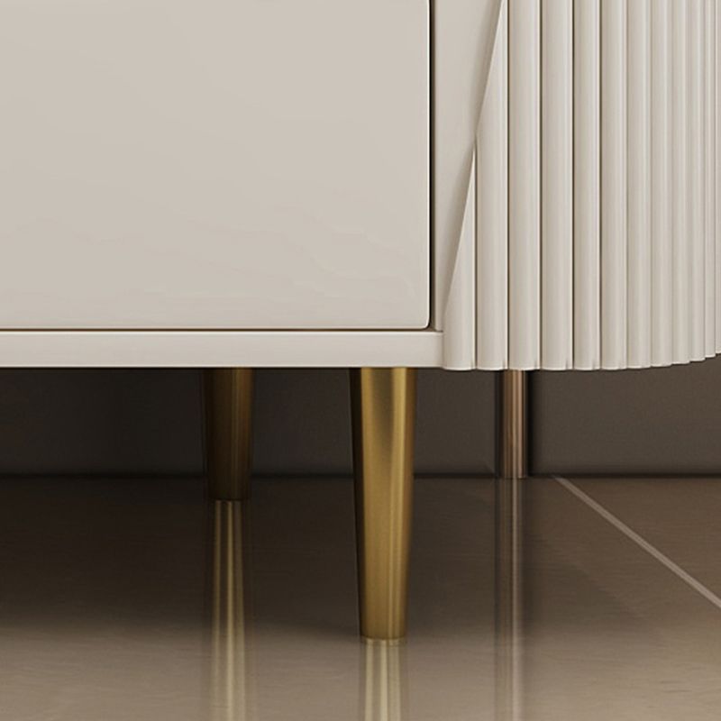 White Stone TV Stand Modern TV Media Stand with Legs for Living Room