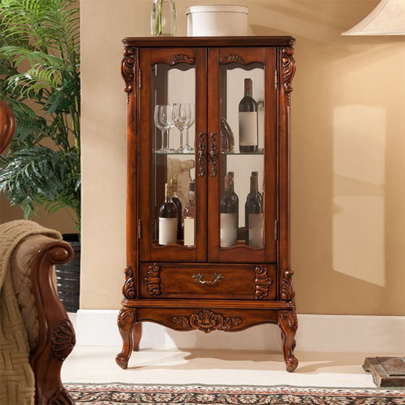 Traditional Curio Cabinet Birch Hutch Cabinet with Doors for Living Room Clearhalo 'Display & China Cabinets' 'display_china_cabinets' 'furn' 'furn_display_china_cabinets' 'Furniture' 'Kitchen & Dining Furniture' 1200x1200_b6f222fa-0685-465f-8cea-09e0bf8dd37f