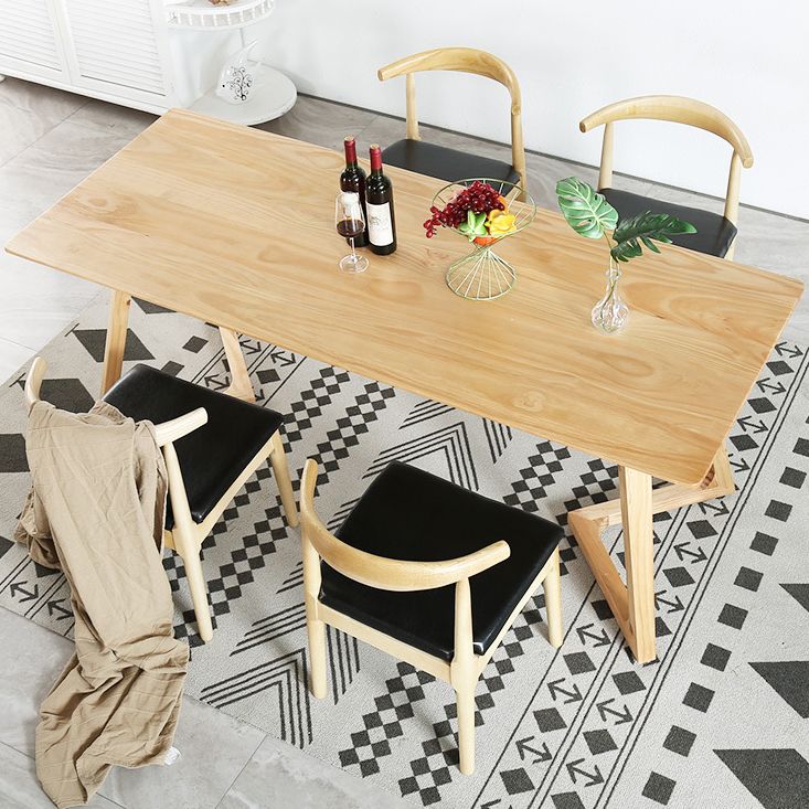 Minimalistisch 1/2/5 stuks meubels vaste houten rechthoek eettafel ingesteld in natuurlijk