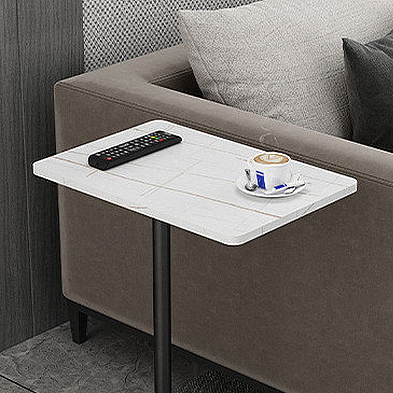 モダンスレートトップサイドテーブル長方形の金属Cサイドテーブル