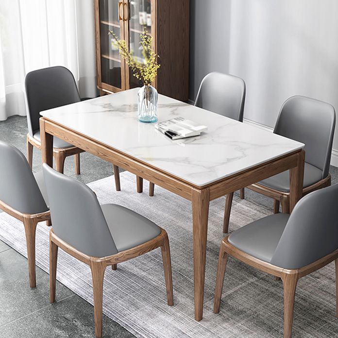 Mid-Century Modern Rectangle Dining Table Sintered Stone Table with 4 Legs Wood Base Clearhalo ' dining_table' 'Dining Tables & Seating' 'Dining Tables' 'furn' 'furn_dining_table' 'Furniture' 'furniture_dining_table' 'Kitchen & Dining Furniture' 'kitchen&dining_furn' 'kitchen' 'kitchen_dining_table' 1200x1200_b6f6c60f-74c9-47ab-a35a-aaa53d6c4846
