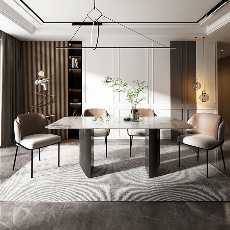 Modern 1/4/5/6/7 Pieces Dining Set Rectangle Stone Dining Table for Dining Room Clearhalo 'Dining Room Sets' 'Dining Tables & Seating' 'dining_room_set' 'furn' 'furn_dining_room_set' 'Furniture' 'Kitchen & Dining Furniture' 1200x1200_b6f71bf9-7229-4681-a3a0-0db3d0ef2351