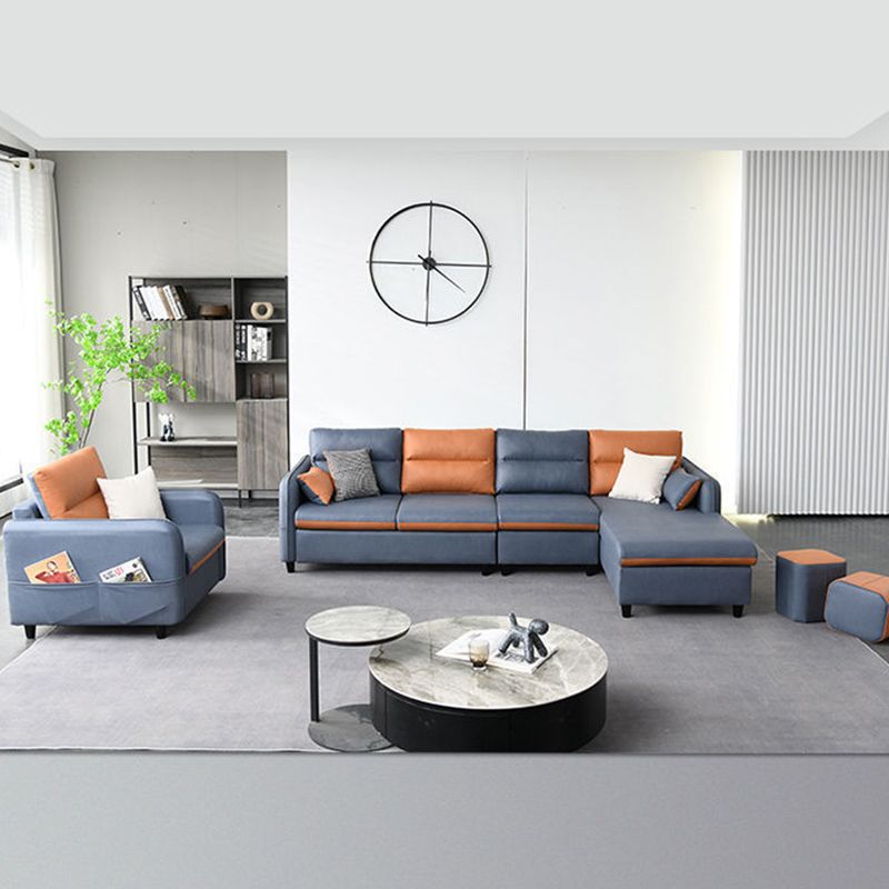 Square Arm Faux leather Removable Cushions Sectionals with Storage Clearhalo 'furn' 'furn_sectionals' 'Furniture' 'furniture_sectionals' 'kitchen' 'kitchen_sectionals' 'Living Room Furniture' 'Sectionals' 1200x1200_b6f78bbc-880d-46a4-b20a-b179bf37df2f