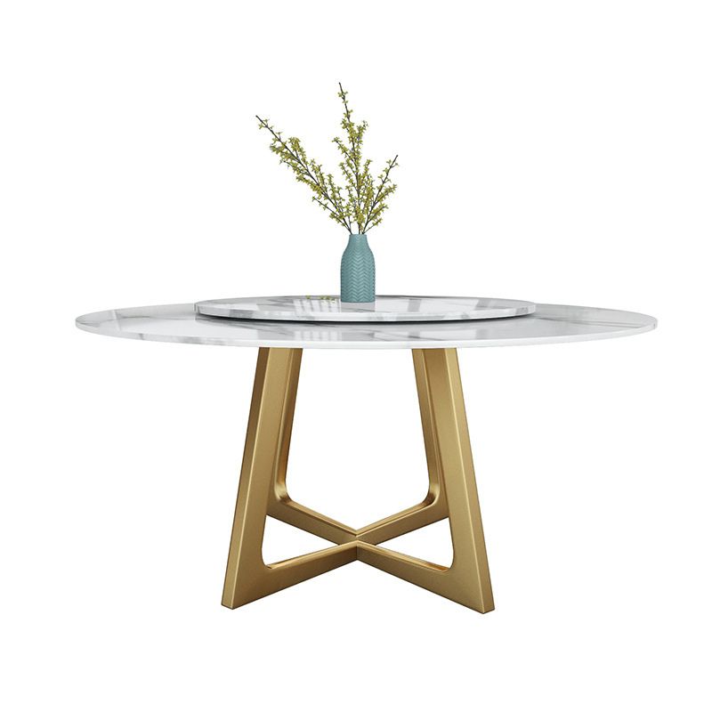 Glam Style Stone Round Dining Table with Gold Base for Living Room Clearhalo 'Dining Tables & Seating' 'Dining Tables' 'dining_table' 'furn' 'furn_dining_table' 'Furniture' 'Kitchen & Dining Furniture' 1200x1200_b6f8fb53-e5a1-4963-ac34-1367748ad653