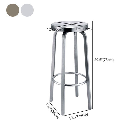 1 Pcs Industrial Silver Counter Stools Stainless Steel Bar Bristol Stools with Round Seat Clearhalo 'Bar Furniture' 'Bar Stools' 'bar_stools' 'furn' 'furn_bar_stools' 'furniture_bar_stools' 'Kitchen & Dining Furniture' 'kitchen&dining_furn' 'kitchen' 'kitchen_furn' Furniture' 1200x1200_b6f92efa-1b90-4f69-a869-93053cdc54a1