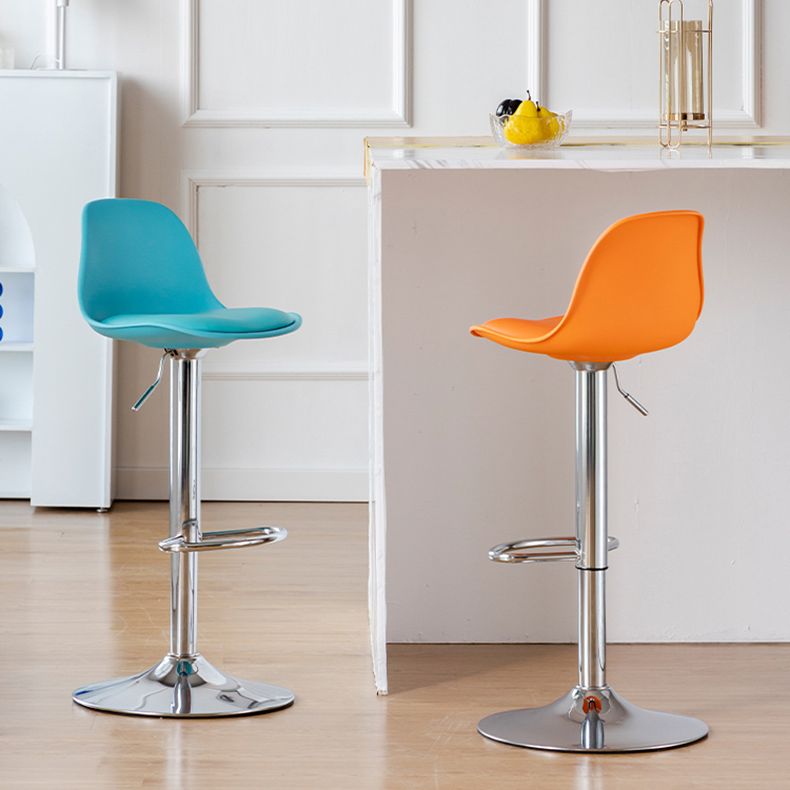 Living Room Nordic Liftable Barstool Leather Bar Stool with Silver Base Clearhalo 'Bar Furniture' 'Bar Stools' 'bar_stools' 'furn' 'furn_bar_stools' 'Furniture' 'Kitchen & Dining Furniture' 1200x1200_b6faf64c-4e53-472c-be45-bb4eb464e79f