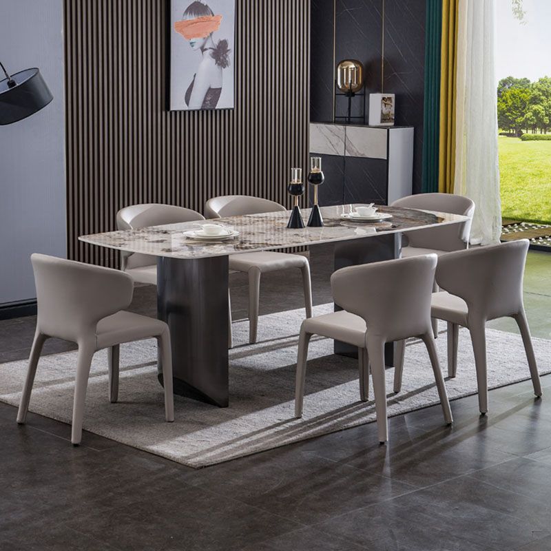 Ensemble de table de salle de bain en pierre beige 1/4/5/7 PCS Glam Style Dining Set