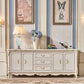 Sideboard glam in legno di gomma bianca con soggiorno a 2 porte