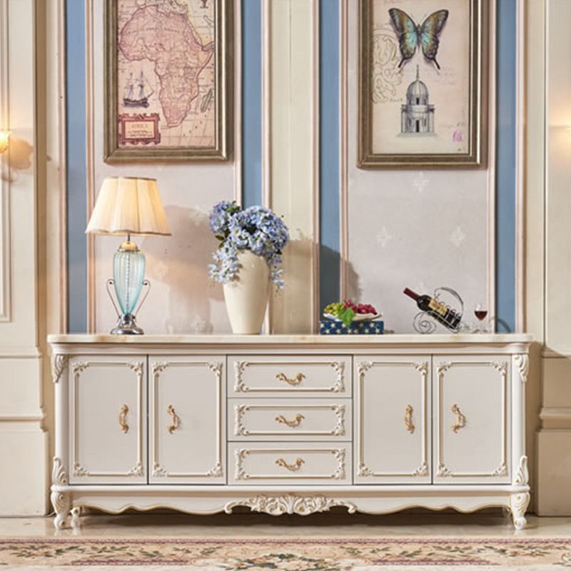 Sideboard glam in legno di gomma bianca con soggiorno a 2 porte