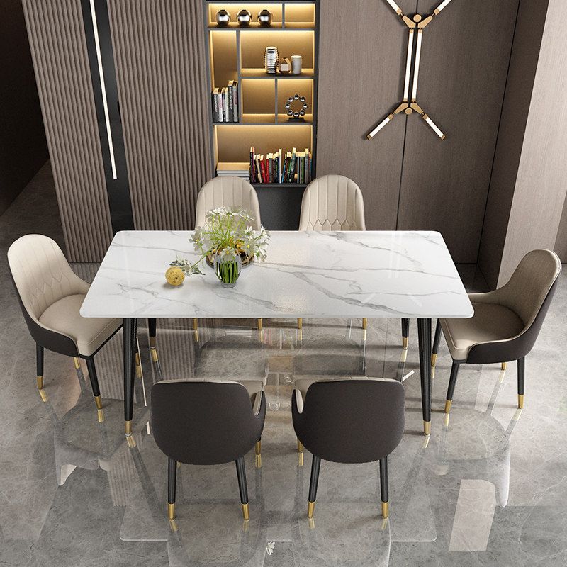 Modern Dining Rectangle Table Sintered Stone Table with Metal Legs for Kitchen Clearhalo 'Dining Tables & Seating' 'Dining Tables' 'dining_table' 'furn' 'furn_dining_table' 'Furniture' 'Kitchen & Dining Furniture' 1200x1200_b6fe09b6-808f-440a-bf22-e2ed2e77ac7b