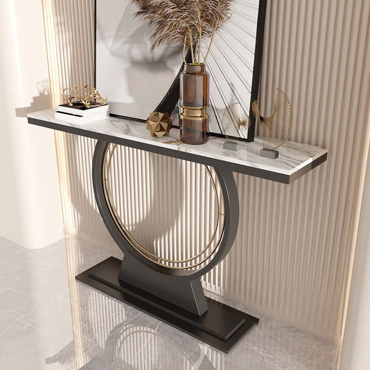 31.5" Tall Hall Console Table Stone Rectangle Accent Table for Hall