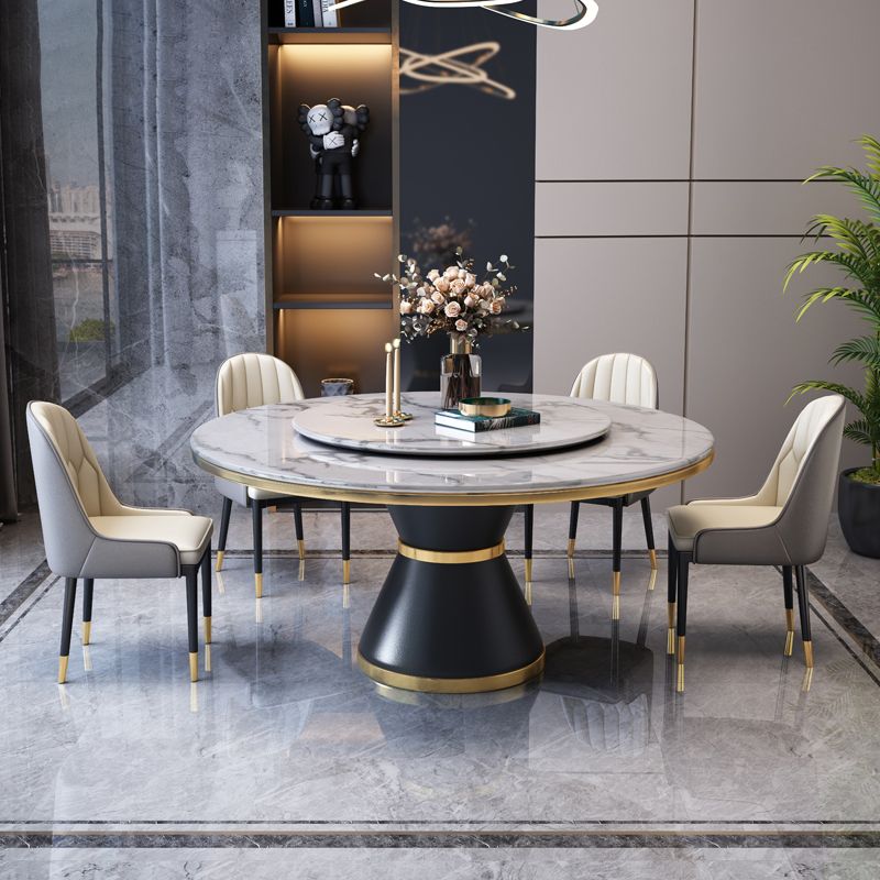 Round Kitchen Galm Sintered Stone Dining Table of Traditional Height for Dining Room Sets Clearhalo 'Dining Room Sets' 'Dining Tables & Seating' 'dining_room_set' 'furn' 'furn_dining_room_set' 'Furniture' 'furniture_dining_room_set' 'Kitchen & Dining Furniture' 'kitchen&dining_furn' 'kitchen' 1200x1200_b7003ee1-dff0-4e2c-80fb-c9d94c0c0a30