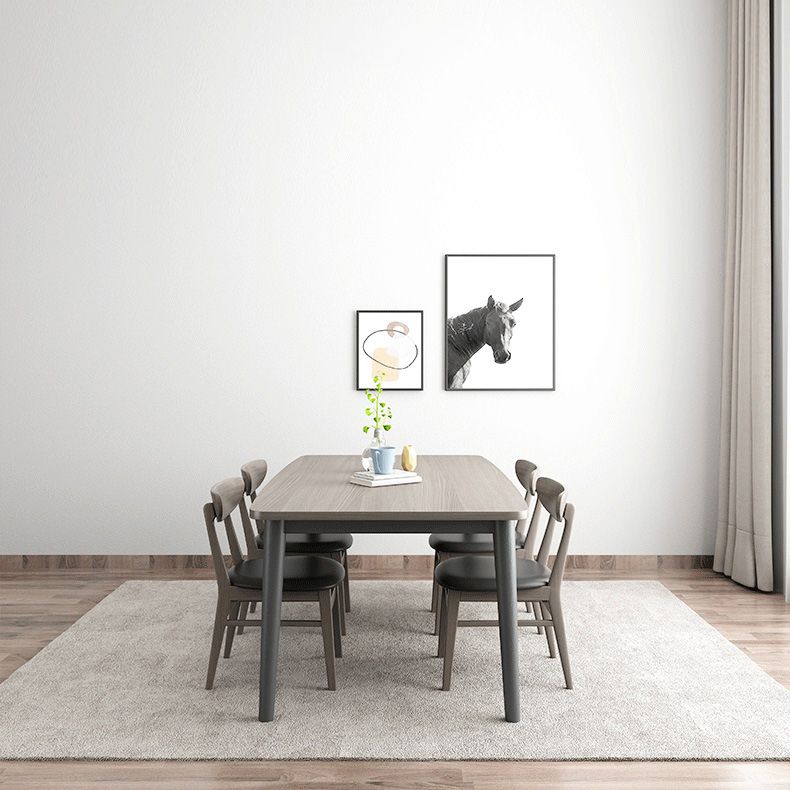 Simplicity Style Furniture Rectangle Solid Wood Dining Room Table in Brown