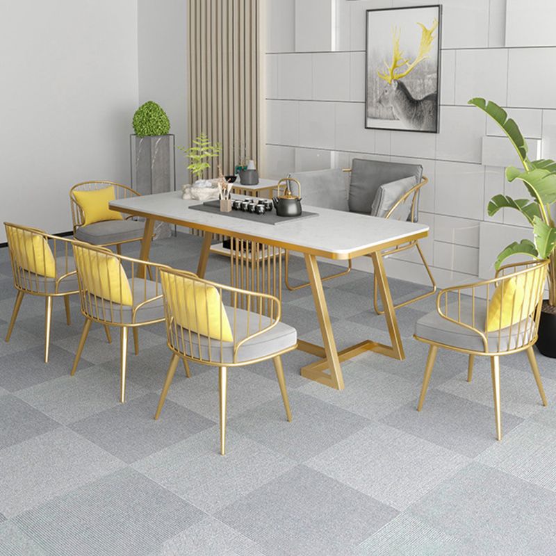 Metalen windsor achterstoelen stoffen gestoffeerde eetkamerstoelen in grijs