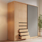 Natural Finish Modern Wardrobe Armoire Solid Wood and Engineered Wood Armoire