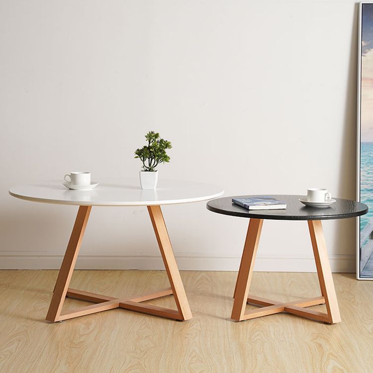 Table basse ronde en bois de style moderne, table de cocktail à pieds croisés