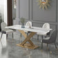 Modern Sintered Stone Dining Room Set with Rectangle Top and Gold Base Furniture Set Clearhalo 'Dining Room Sets' 'Dining Tables & Seating' 'dining_room_set' 'furn' 'furn_dining_room_set' 'Furniture' 'furniture_dining_room_set' 'Kitchen & Dining Furniture' 'kitchen&dining_furn' 'kitchen' 1200x1200_b7054347-2242-4e4b-aa88-47016598a22b