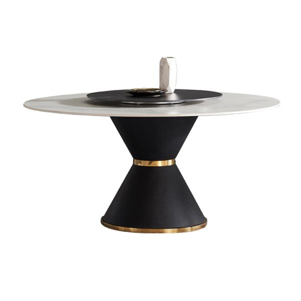 Glam Sintered Stone Top Kitchen Dining Table Round Shape Dining Table with Pedestal Base Clearhalo ' dining_table' 'Dining Tables & Seating' 'Dining Tables' 'furn' 'furn_dining_table' 'Furniture' 'furniture_dining_table' 'Kitchen & Dining Furniture' 'kitchen&dining_furn' 'kitchen' 'kitchen_dining_table' 1200x1200_b70584e2-0443-448f-b17d-7ca56f38109a