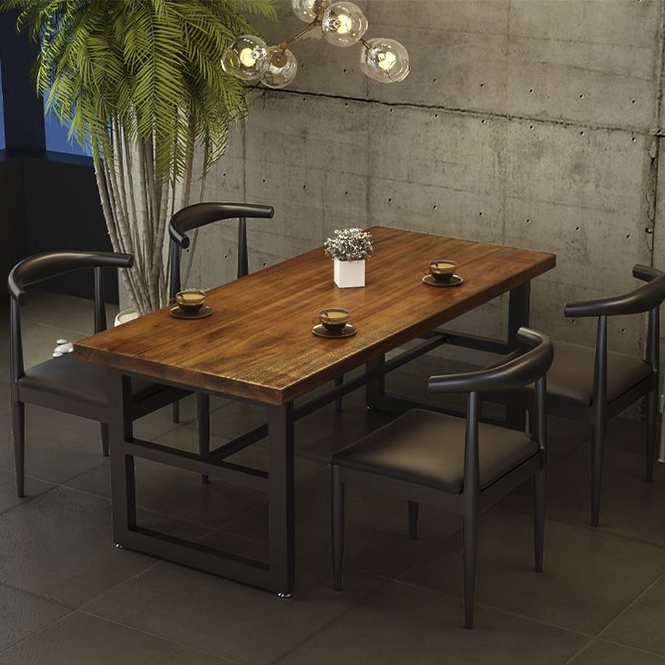 Industrial Solid Wood Dining Table Trestle Base Dining Site Table for Home Clearhalo ' dining_table' 'Dining Tables & Seating' 'Dining Tables' 'furn' 'furn_dining_table' 'Furniture' 'furniture_dining_table' 'Kitchen & Dining Furniture' 'kitchen&dining_furn' 'kitchen' 'kitchen_dining_table' 1200x1200_b7064658-c5ce-47bd-ad4c-5d512a097acb