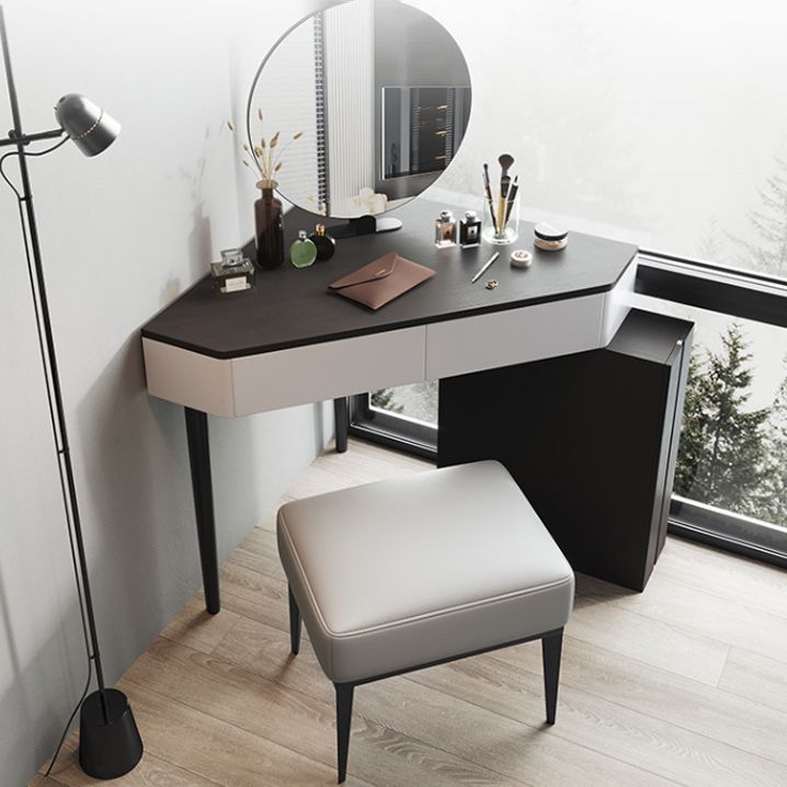 Modern Make-up Vanity with 3 Drawers in Black Solid Wood Vanity Desk Clearhalo 'Bedroom Furniture' 'furn' 'furn_makeup_vanities' 'Furniture' 'Makeup Vanities' 'makeup_vanities' 1200x1200_b706b721-ded3-4c8a-b869-6d06c93c5864