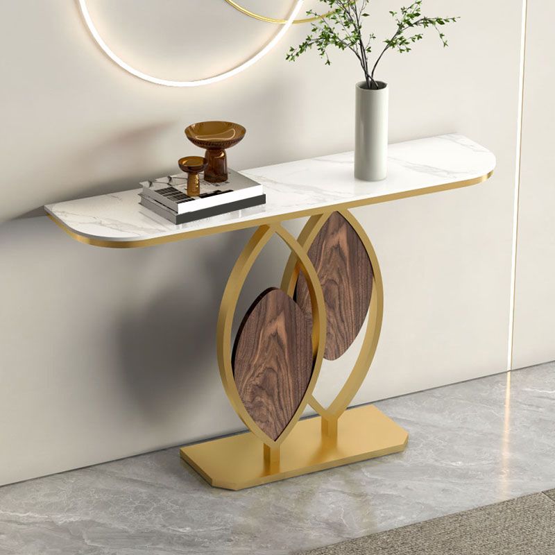 Tavolo di accento moderno largo 12 pollici a forma di mezza luna tavolo in metallo per sala