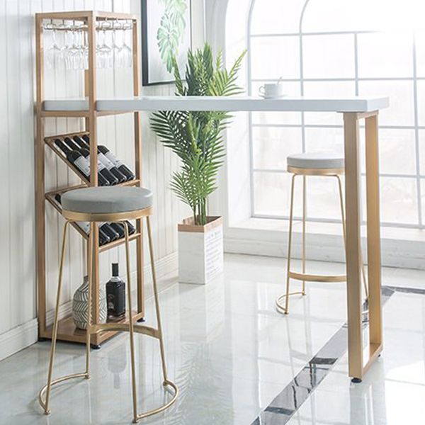 Bar Height Pub Table Glam Rectangle Solid Wood Bar Table with Storage Clearhalo 'Bar Furniture' 'Bar Tables' 'bar_tables' 'furn' 'furn_bar_tables' 'Furniture' 'Kitchen & Dining Furniture' 1200x1200_b708734b-5cbd-4d3e-a5b5-651b4aaa6e50