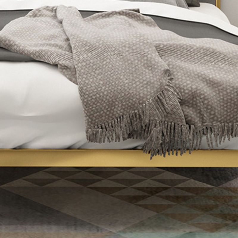 Upholstered Bed Frame Luxurious Metal Standard Bed in Gold Finish