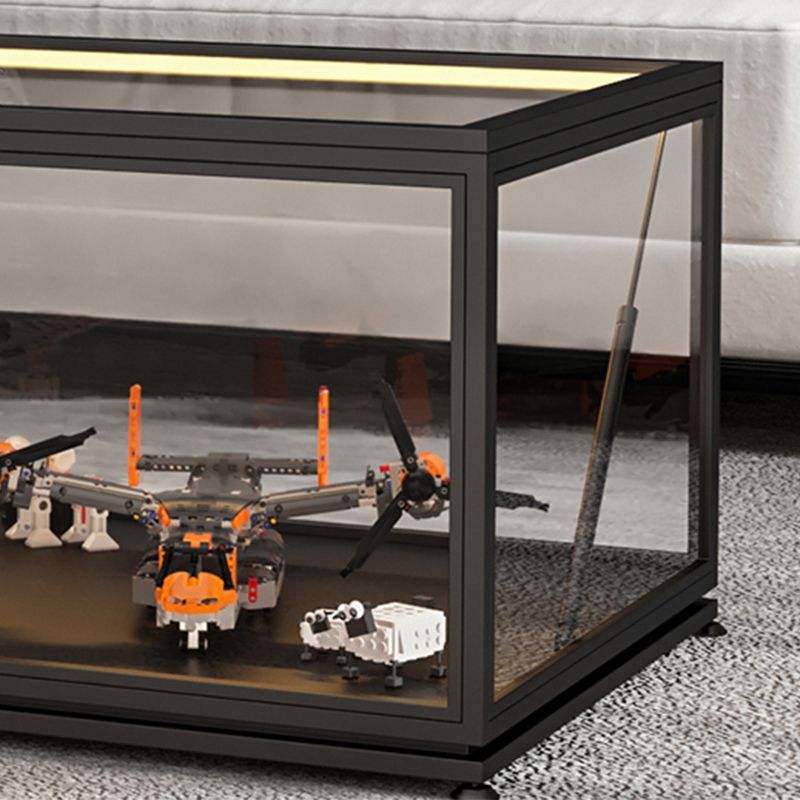 Glass Top Coffee Cocktail Table Block/4 Legs Contemporary Trunk Storage Clearhalo 'Coffee & Accent Tables' 'Coffee Tables' 'coffee_tables' 'furn' 'furn_coffee_tables' 'Furniture' 'Living Room Furniture' 1200x1200_b7095143-c198-4303-ab23-54a71447c930