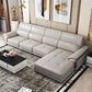 Nordic Style Sofa Bed Leather in Beige/grey/beige Cushioned Back Sofa