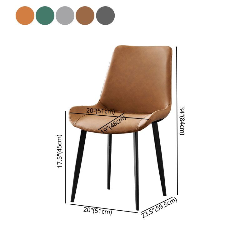 Contemporary Style Leather Dining Chairs Solid Back Armless Side Chairs (Set of 2) Clearhalo ' kitchen&dining_furn' 'Dining Chairs' 'Dining Tables & Seating' 'dining_chair' 'furn' 'furn_dining_chair' 'Furniture' 'furniture_dining_chair' 'Kitchen & Dining Furniture' 'kitchen' 1200x1200_b70a0ad2-71bb-4caf-92b4-175d10427a93