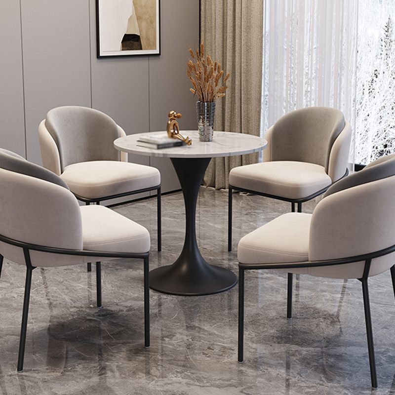 Modern White Sintered Stone Dining Table Kitchen Round Shape Dining Table with Tulip Base Clearhalo ' dining_table' 'Dining Tables & Seating' 'Dining Tables' 'furn' 'furn_dining_table' 'Furniture' 'furniture_dining_table' 'Kitchen & Dining Furniture' 'kitchen&dining_furn' 'kitchen' 'kitchen_dining_table' 1200x1200_b70a5849-0493-4c31-be7f-5d8ac27c67f9