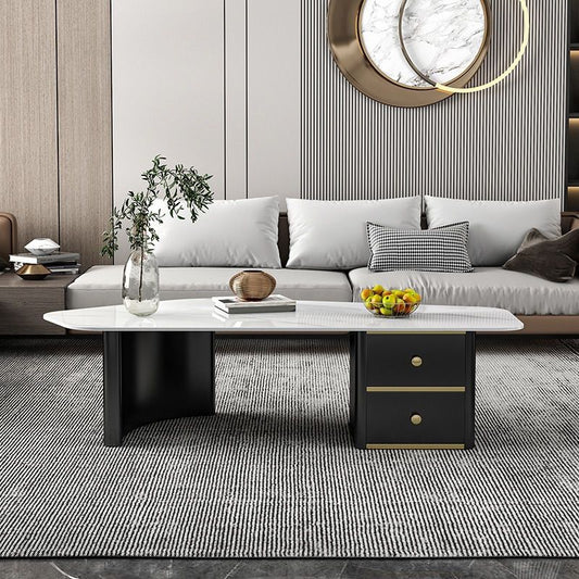 2 - Tavolino in ardesia irregolare del cassetto 15,7 "H 1 tavolo da cocktail per caffè singolo