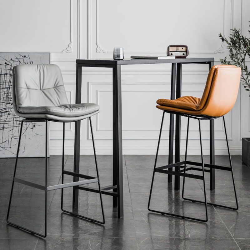 Scandinavian Coffee Shop Footrest Stool Matte Finish Upholstered Barstool Clearhalo 'Bar Furniture' 'Bar Stools' 'bar_stools' 'Furniture' 'furniture_bar_stools' 'Kitchen & Dining Furniture' 1200x1200_b70b4cc4-2226-40eb-be75-09932060489f
