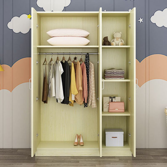 2 Door Modern and Contemporary Armoire Wood 4-shelf Wardrobe