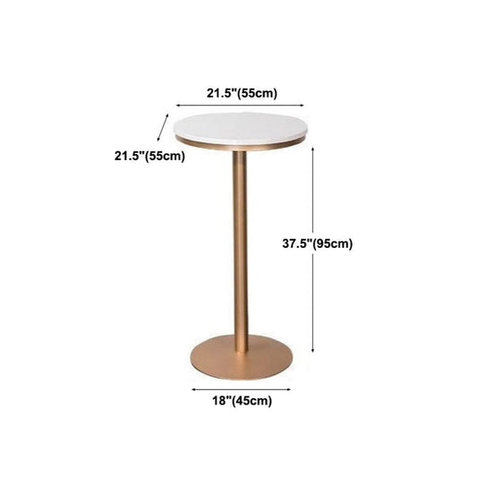 Glam White Faux Marble Pub Bar Table Indoor Iron Bar Dining Table with Single Pedestal Clearhalo 'Bar Furniture' 'Bar Tables' 'bar_tables' 'furn' 'furn_bar_tables' 'Furniture' 'furniture_bar_tables' 'Kitchen & Dining Furniture' 1200x1200_b70d7d19-3c6f-4077-a8db-454ebca67d94