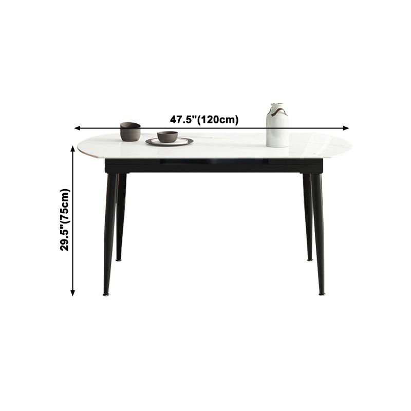 Sintered Stone Top Extendable Round Table for Restaurant Modern Dining Table in White with 4 Legs Clearhalo ' dining_table' 'Dining Tables & Seating' 'Dining Tables' 'furn' 'furn_dining_table' 'Furniture' 'furniture_dining_table' 'Kitchen & Dining Furniture' 'kitchen&dining_furn' 'kitchen' 'kitchen_dining_table' 1200x1200_b70ed760-64b7-42ea-96b9-1bc4fed239ec