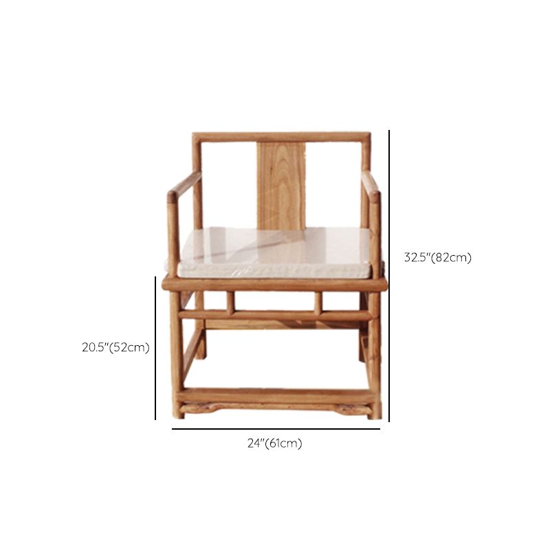 Traditional Style Brown Dining Chair Solid Wood Arm Chair for Home