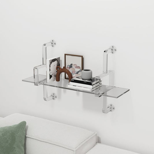 Closed Back Wall Mounted Bookshelf Modern Style Acrylic Bookcase