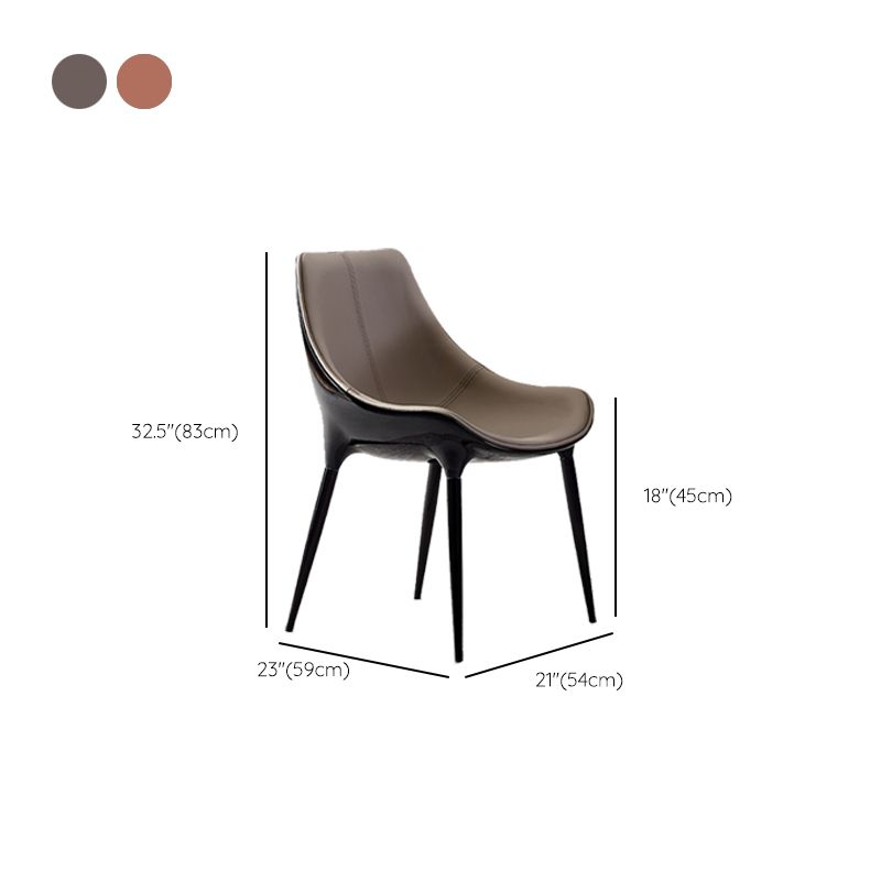 Glam Curved Dining Chair Faux Leather Dining Chairs with Black Legs Clearhalo 'Dining Chairs' 'Dining Tables & Seating' 'dining_chair' 'furn' 'furn_dining_chair' 'Furniture' 'Kitchen & Dining Furniture' 1200x1200_b71424d3-46d8-44b1-b32d-d0c342ff35ca