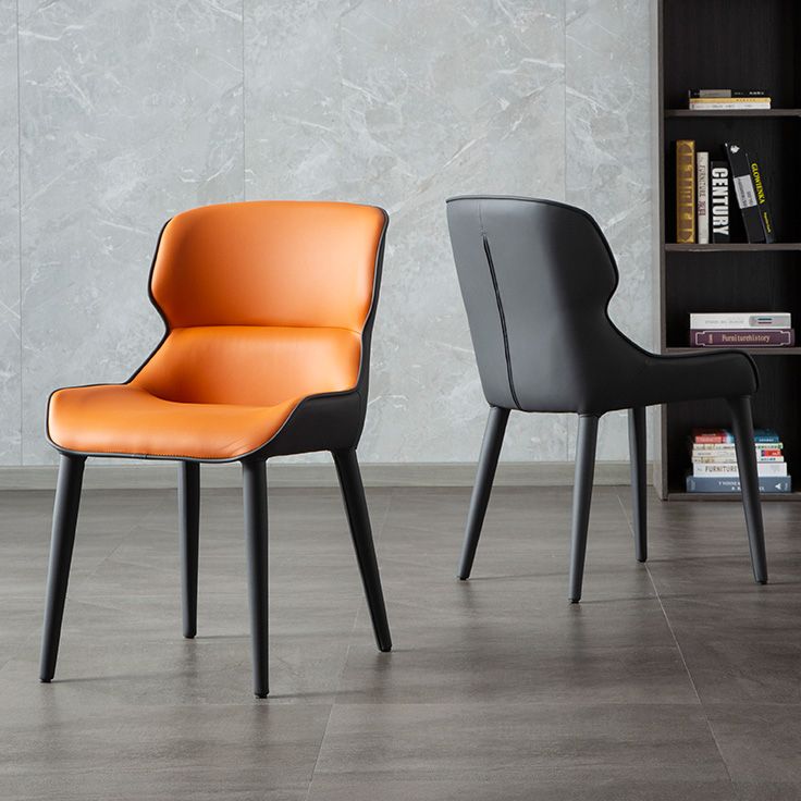 Inicio Silla lateral moderna del ala de la ala Matte Sillas de comedor de cuero falso